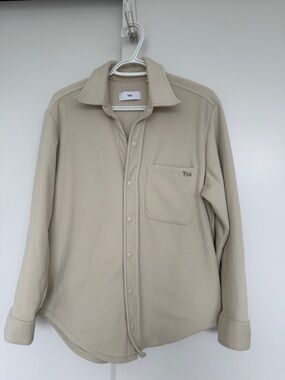 TNA Women’s Oversized Button-Front Fleece Shirt Jacket in Cream